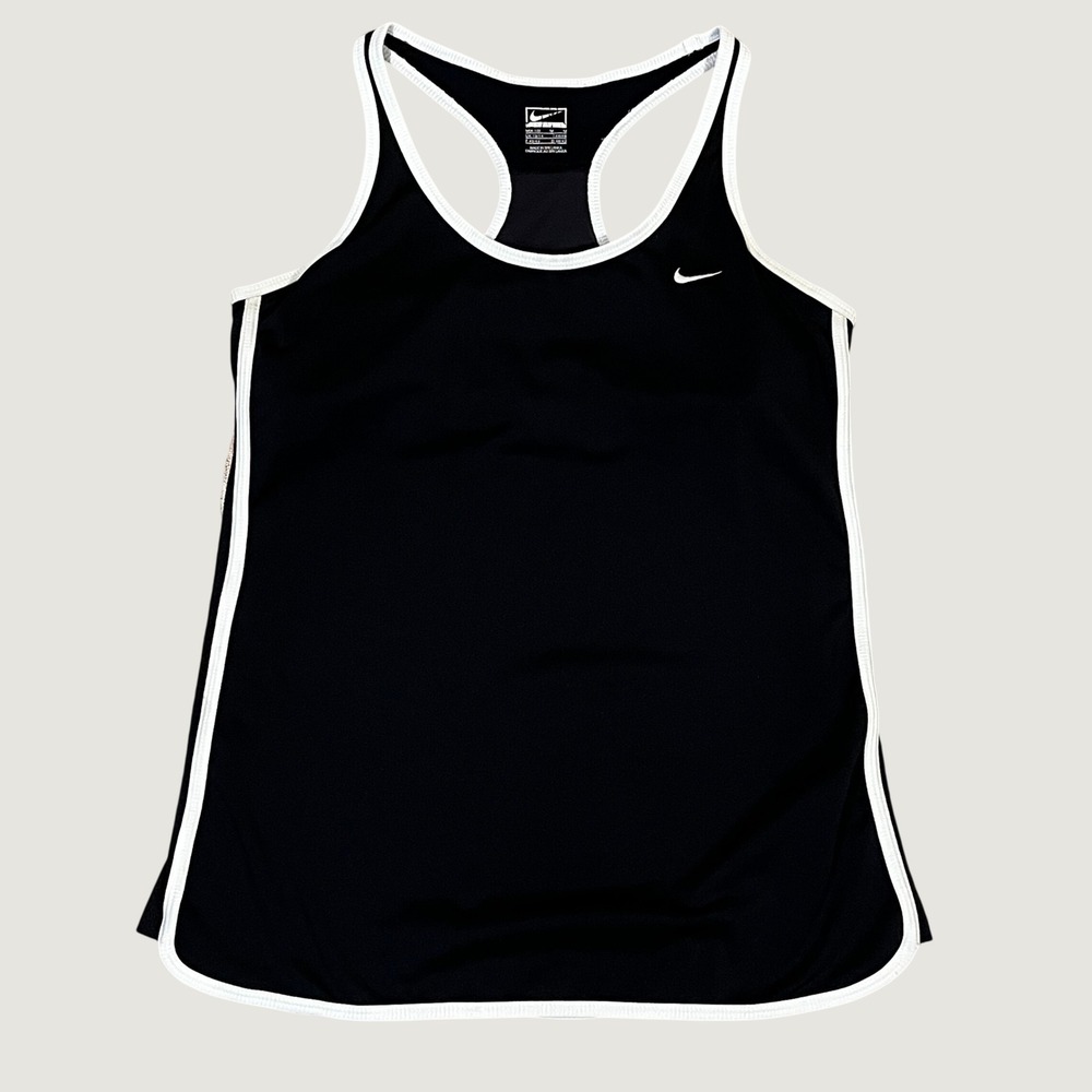 Nike Performance Womens Black White Trim Racerback Tank Top M Built-in Bra